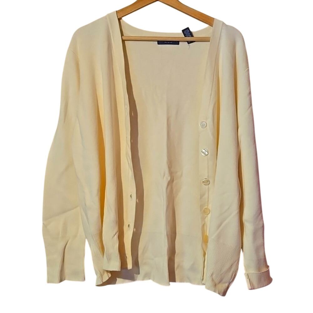 NWT Karen Scott 2X Cream/Off-White 100% Cotton Cardigan [0130]